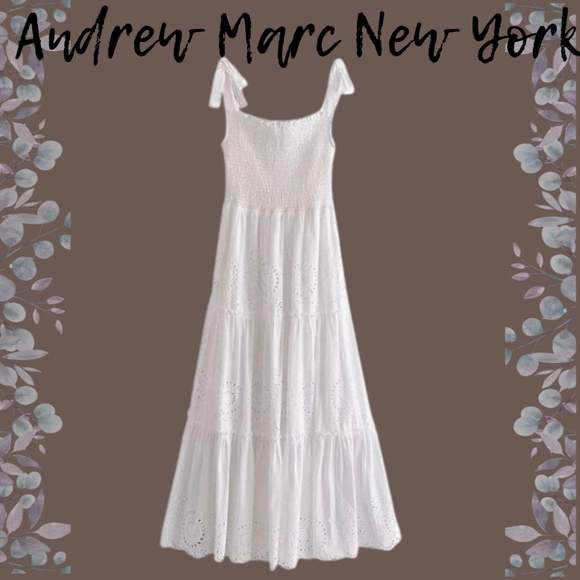 Andrew Marc Dresses & Skirts - NWT 🤍Andrew Marc New York Dress Women's Medium White Eyelet Tie-Shoulder